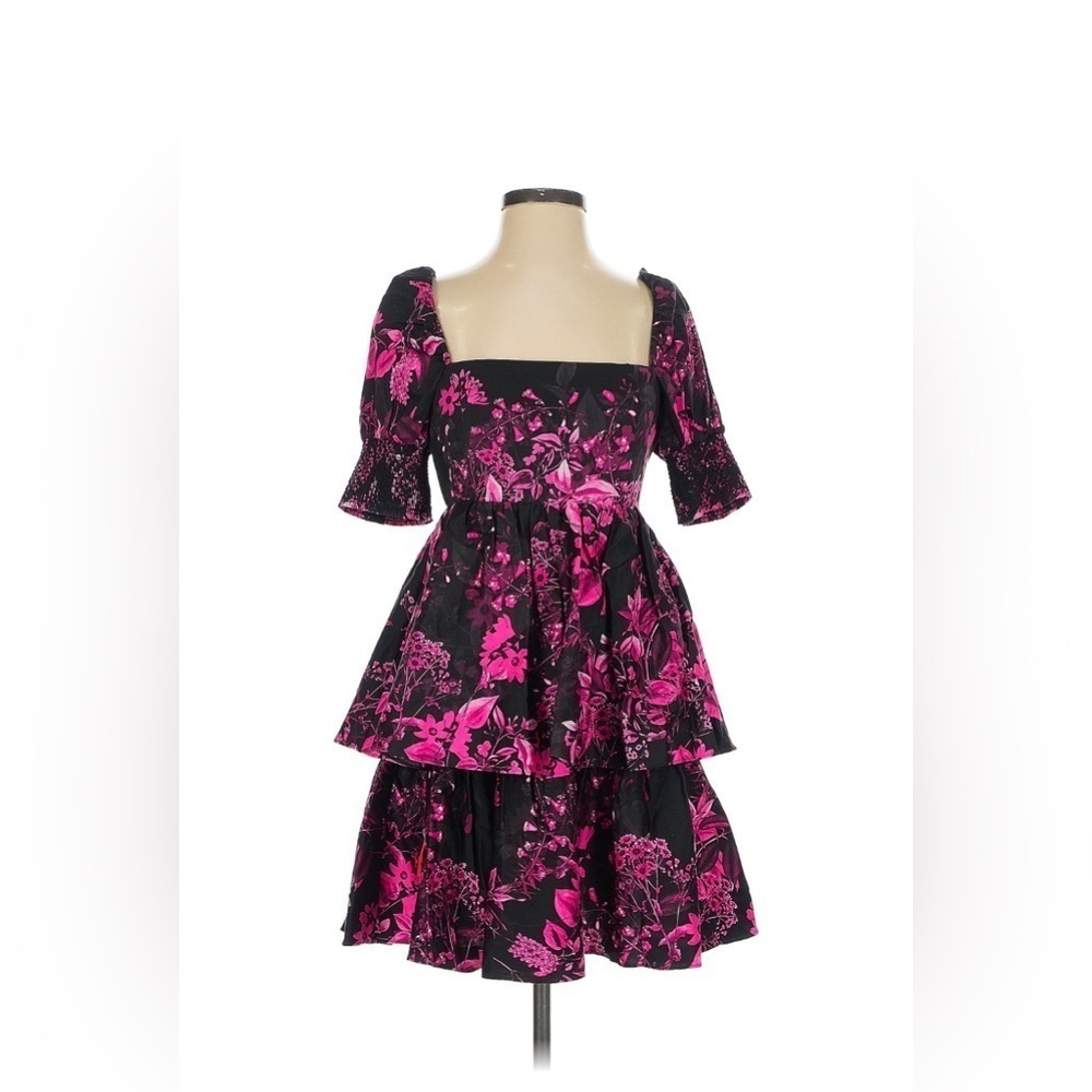 ALICE + OLIVIA Emmalou Stretch Cotton Tiered Minidress - Picture 4 of 8